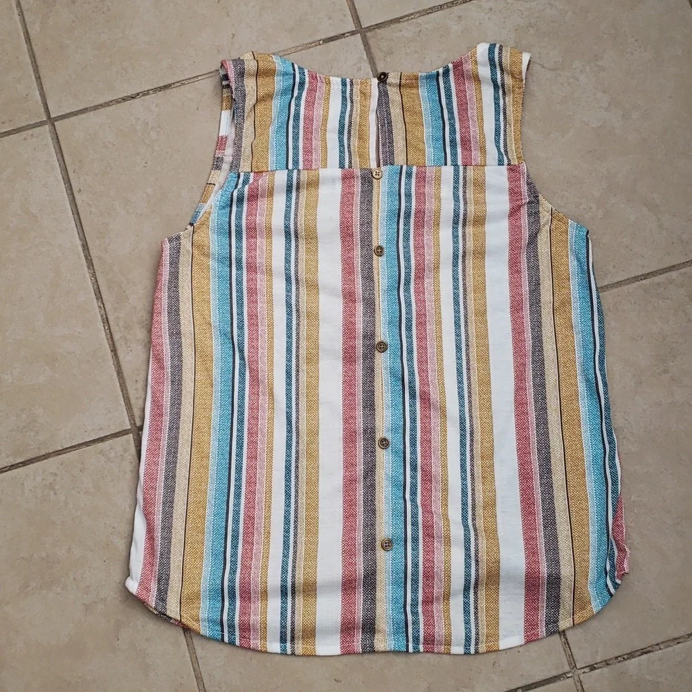 Eden & Olivia Sleeveless Striped Summer Top- S - Picture 3 of 4